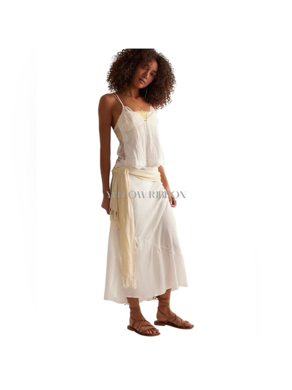Free People Cream Maxi Skirt CB286